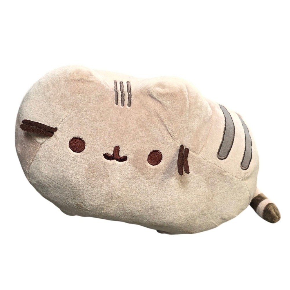 GUND Pusheen the Cat Plush Stuffed Animal Grey Tabby Pillow Embroidered Details
